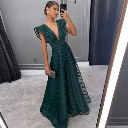 Formal Dresses Pleat Sleeveless Prom Gown