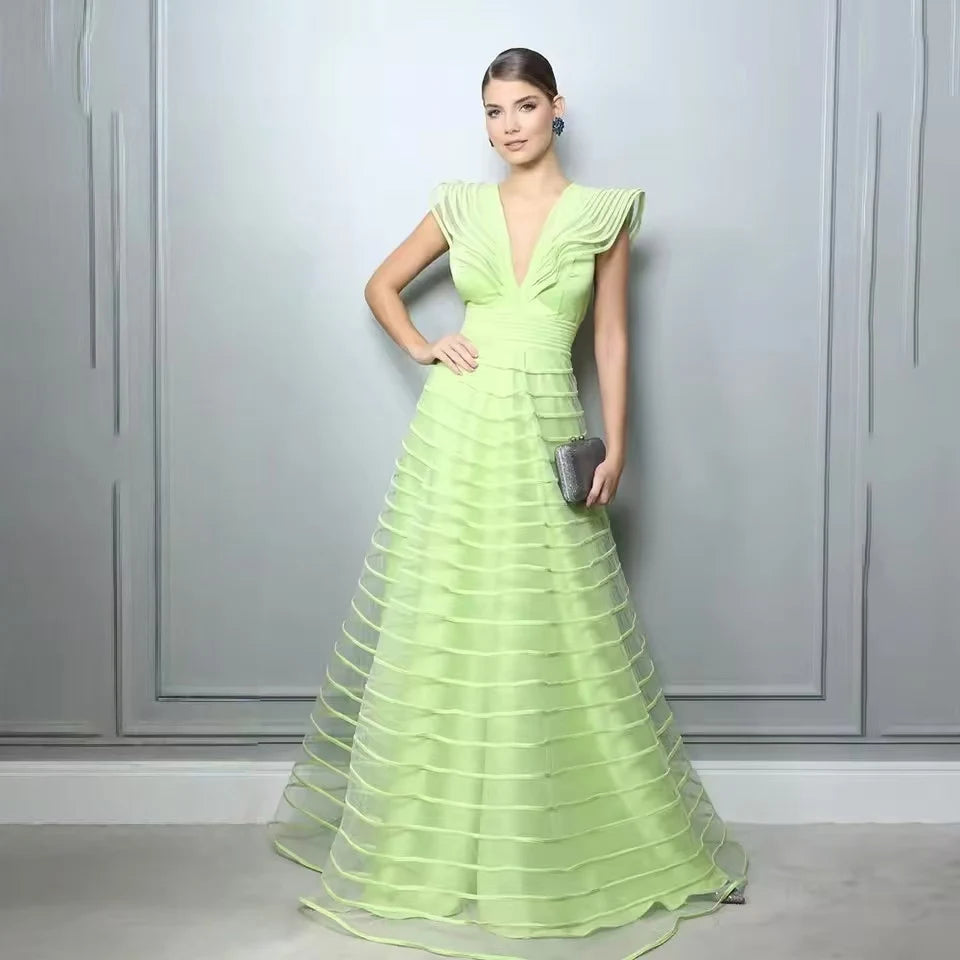 Formal Dresses Pleat Sleeveless Prom Gown