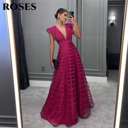 Formal Dresses Pleat Sleeveless Prom Gown